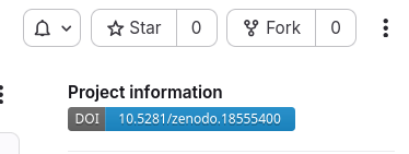 Project overview page displaying the DOI badge on git.nrw.