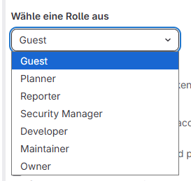 Token-Rolle auswählen
