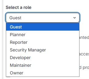 Select a token role